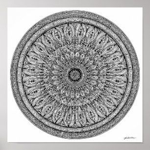 Póster Página para colorear Mandala de Guepardo Intrincad