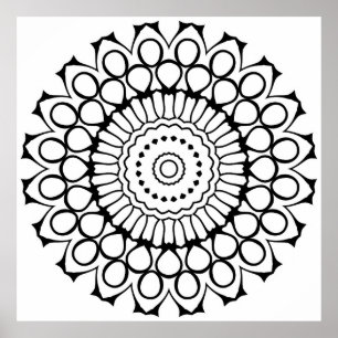 Póster Página para colorear mandala de pétalos audaces pa