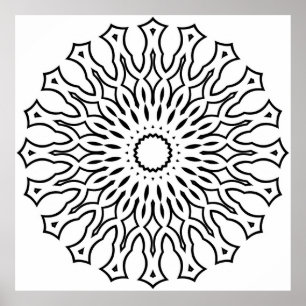 Póster Página para colorear Mandala Floral con capas de l