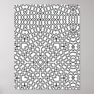 Póster Página para colorear patrón geométrico de mandala