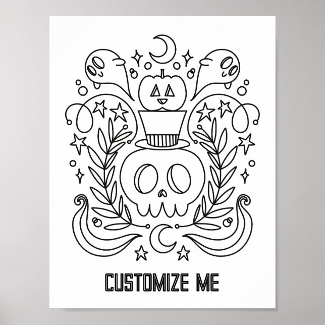 Póster Página personalizado de Halloween Skull & Pumpkin  (Frente)