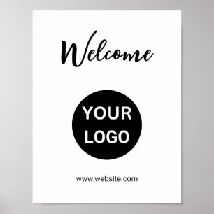 Póster Página web del logotipo de negocios en blanco y ne
