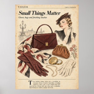 Póster Páginas de diario de basura de moda vintage, moda 
