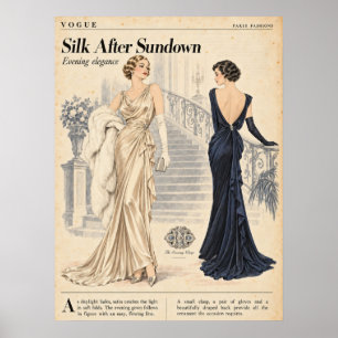 Póster Páginas de diario de basura de moda vintage, moda