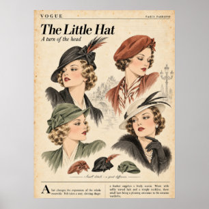 Póster Páginas de diario de basura de moda vintage, moda