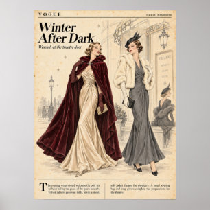 Póster Páginas de revistas de moda vintage, moda retro