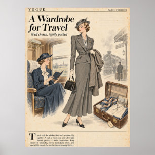 Póster Páginas de revistas de moda vintage, moda retro