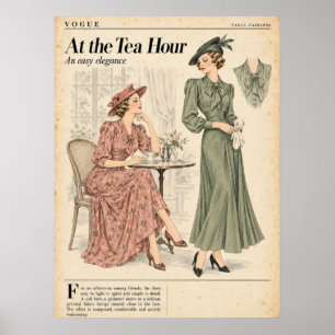 Póster Páginas de revistas de moda vintage, moda retro