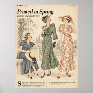 Póster Páginas de revistas de moda vintage, moda retro