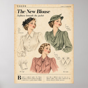 Póster Páginas de revistas de moda vintage, moda retro