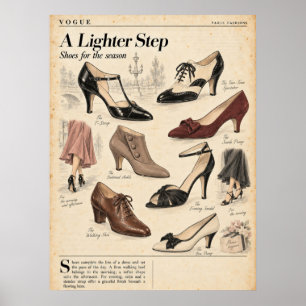 Póster Páginas de revistas de moda vintage, moda retro