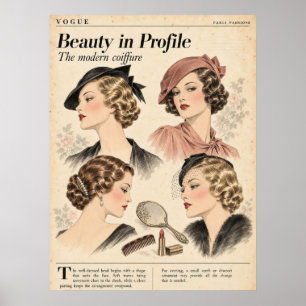 Póster Páginas de revistas de moda vintage, moda retro