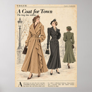 Póster Páginas de revistas de moda vintage, moda retro