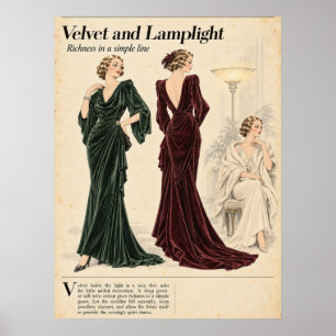 Póster Páginas de revistas de moda vintage, moda retro