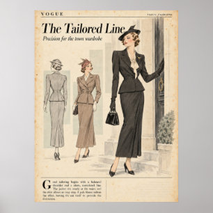Póster Páginas de revistas de moda vintage, moda retro