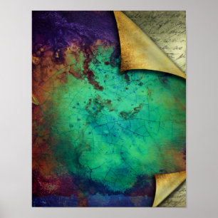 Póster Páginas rugosas curvadas Textura turquesa de color