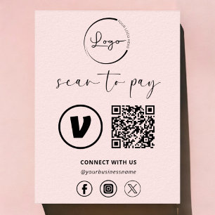 Póster Pago de código QR rosa - Logotipo de análisis para
