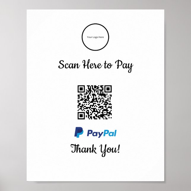 Póster Pago móvil de Paypal | Escanear Para Pagar (Frente)