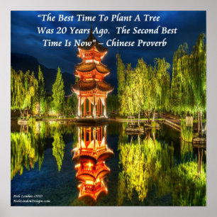 Póster Pagoda China y Proverbio de la Naturaleza