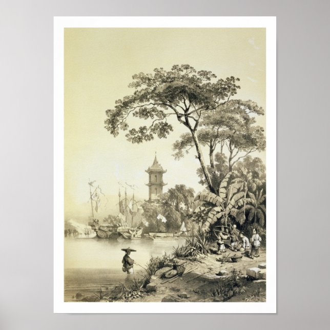 Póster Pagoda en el canal Macao-Cantón, plato 21 de (Frente)