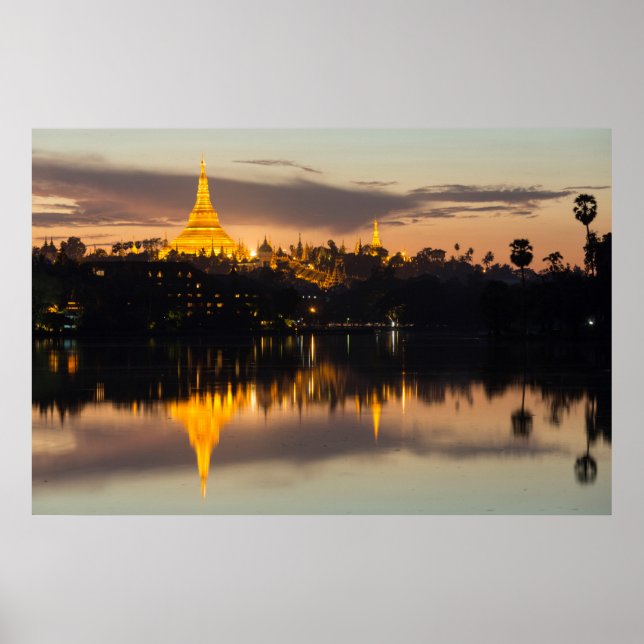 Póster Pagoda Shwedagon, Myanmar, Rangún (Frente)