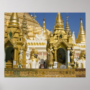 Póster Pagoda Shwedagon (Paya), gran sitio del templo que