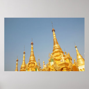 Póster Pagoda Shwedagon, Rangún, Myanmar
