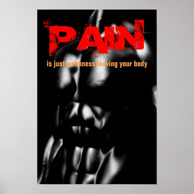 Póster Pain Bodybuilding Fitness Inspirador (Frente)