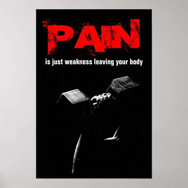 Póster Pain Bodybuilding Fitness Inspirador Dumbell (Frente)
