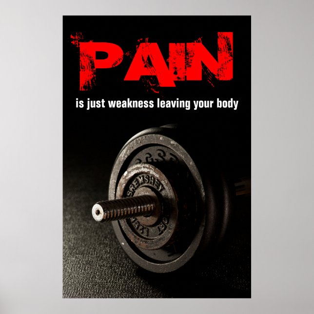 Póster Pain Bodybuilding Fitness Inspirador Dumbell (Frente)