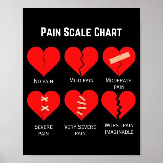 Póster Pain Scale Chart Design For Funny Valentines Day  (Frente)