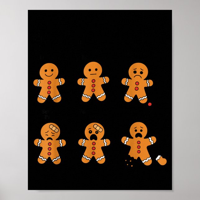 Póster Pain Scale Funny Gingerbread Man Christmas Nurse H (Frente)