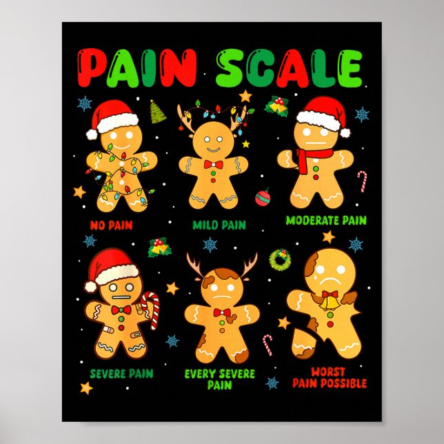 Póster Pain Scale Funny Gingerbread Man Christmas Nurse H (Frente)