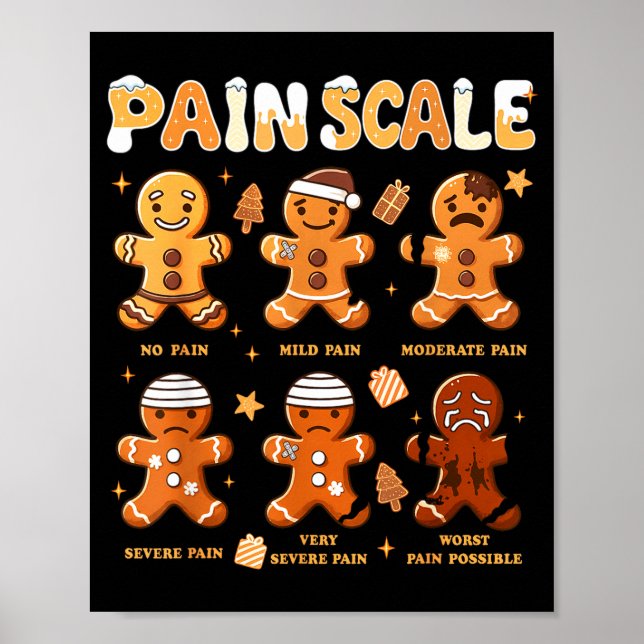 Póster Pain Scale Funny Gingerbread Man Christmas Nurse H (Frente)