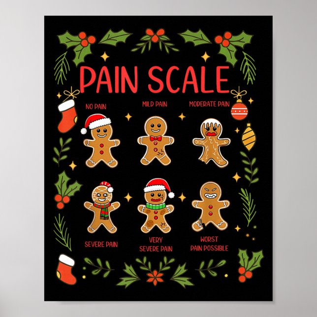Póster Pain Scale Gingerbread Essment Rn Er Nurse Christm (Frente)