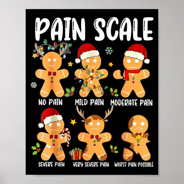 Póster Pain Scale Gingerbread Trauma Nurse Christmas Nurs (Frente)