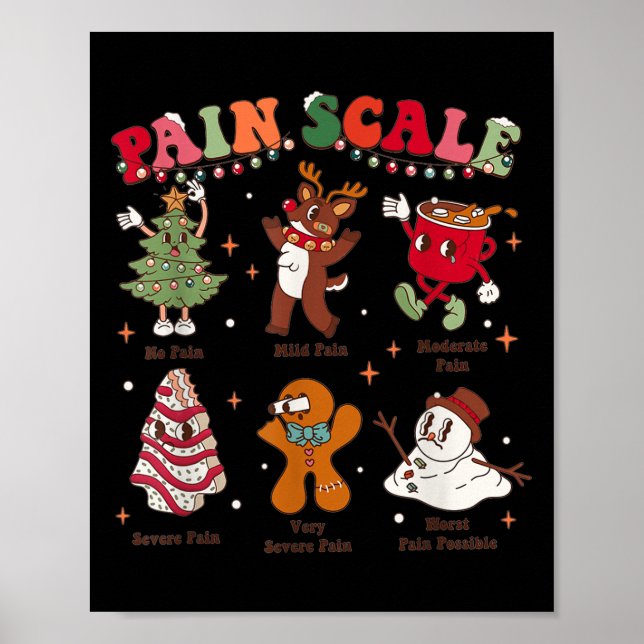 Póster Pain Scale Retro Christmas Nurse Triage And Pain E (Frente)