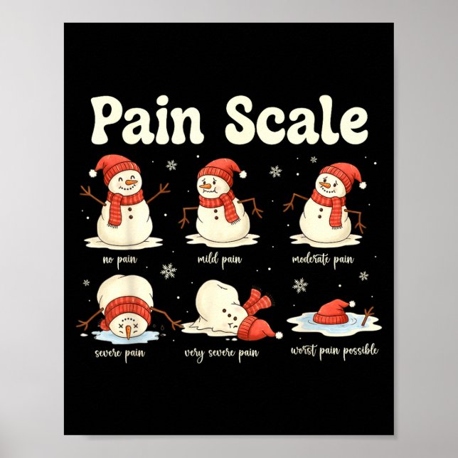 Póster Pain Scale Snowman Funny Nurse Christmas Icu Nurse (Frente)