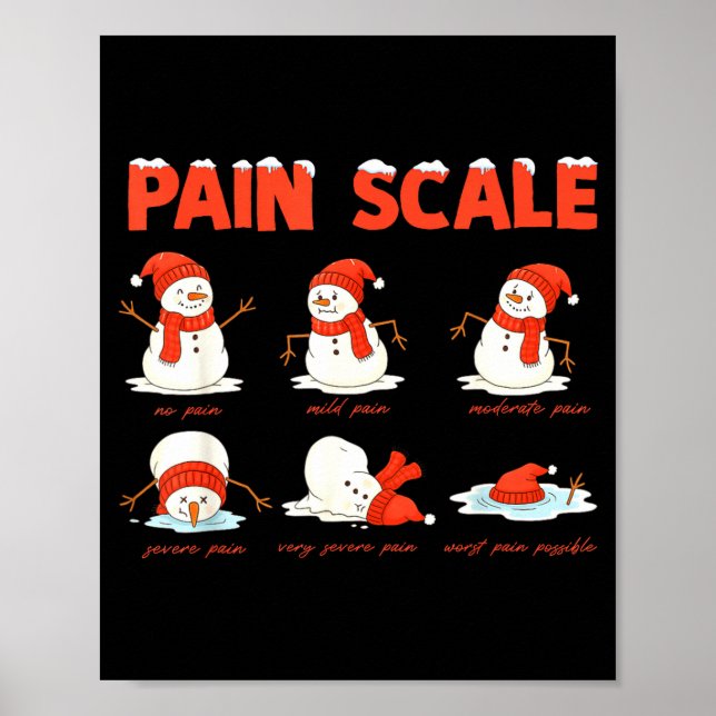 Póster Pain Scale Snowman Funny Nurse Christmas Icu Nurse (Frente)