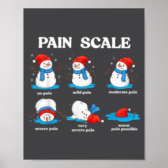 Póster Pain Scale Snowman Funny Nurse Christmas Men Women (Frente)