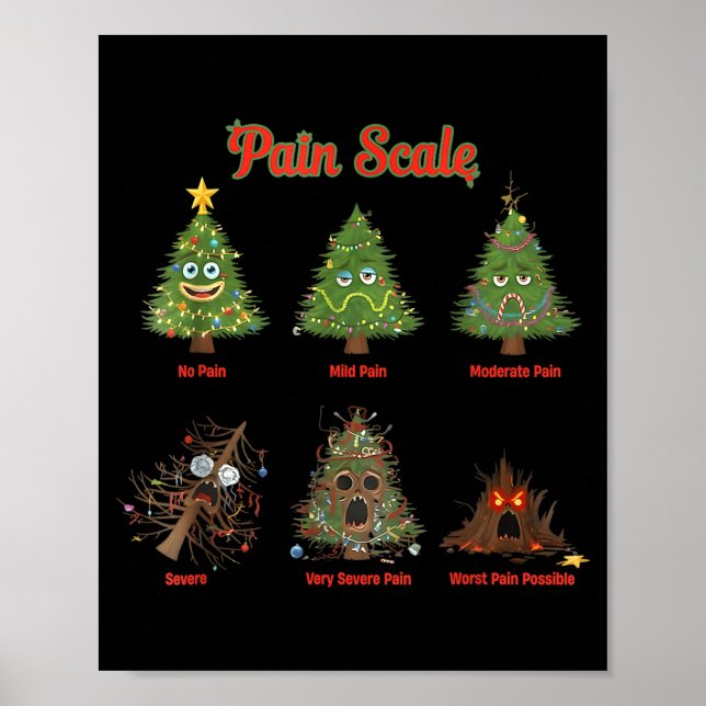 Póster Pain Scale Snowman Nurse Christmas Tree Snow Pajam (Frente)