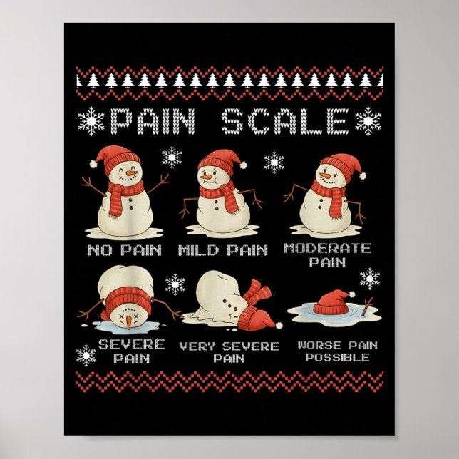 Póster Pain Scale Snowman Pain Essment Trauma Nurse Ugly  (Frente)