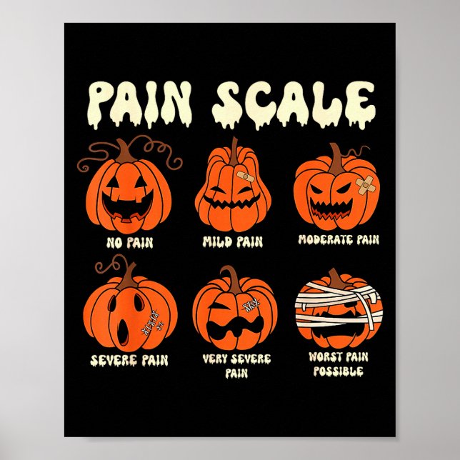 Póster Pain Scale Soky Pumpkin Fall Halloween Trauma Nurs (Frente)