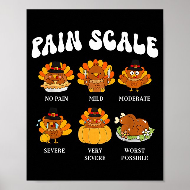 Póster Pain Scale Turkey Pain Essment Trauma Nurse Thanks (Frente)