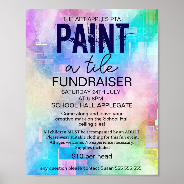 Póster Paint a tile fundraiser PTA PTO (Frente)