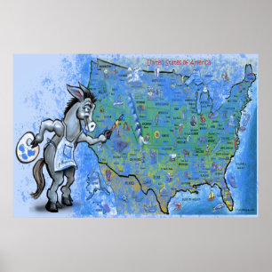 Póster Paint America Blue