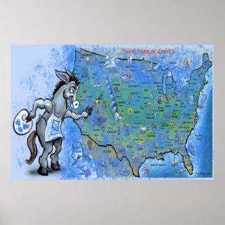 Póster Paint America Blue