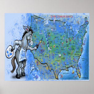 Póster Paint America Blue