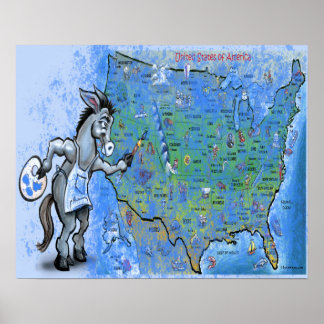 Póster Paint America Blue