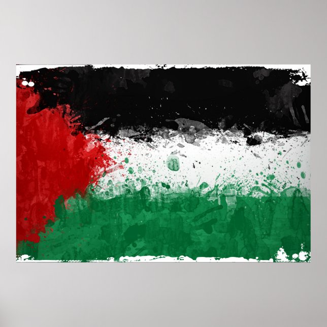 Póster Paint Art Grunge Palestine Flag (Frente)